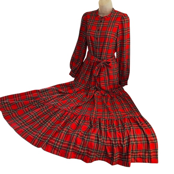 Boden Alba Check Tie Waist Long Sleeve Maxi Dress Size 2 - Picture 11 of 16